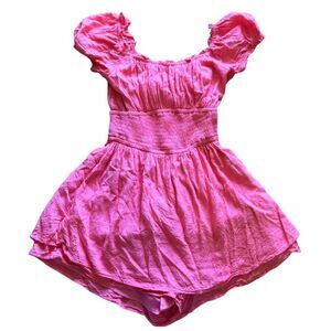 Hollister Smocked Peasant Romper - Size Small, Pink